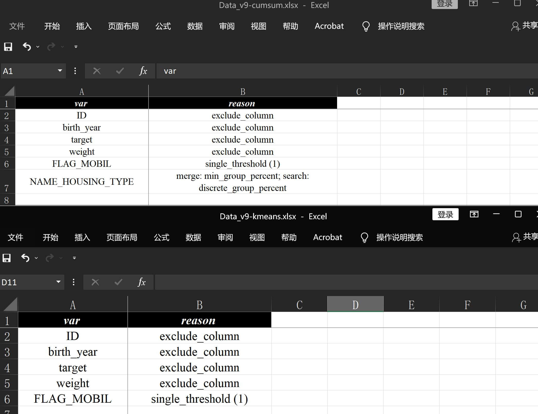 排除详情（算法对比）